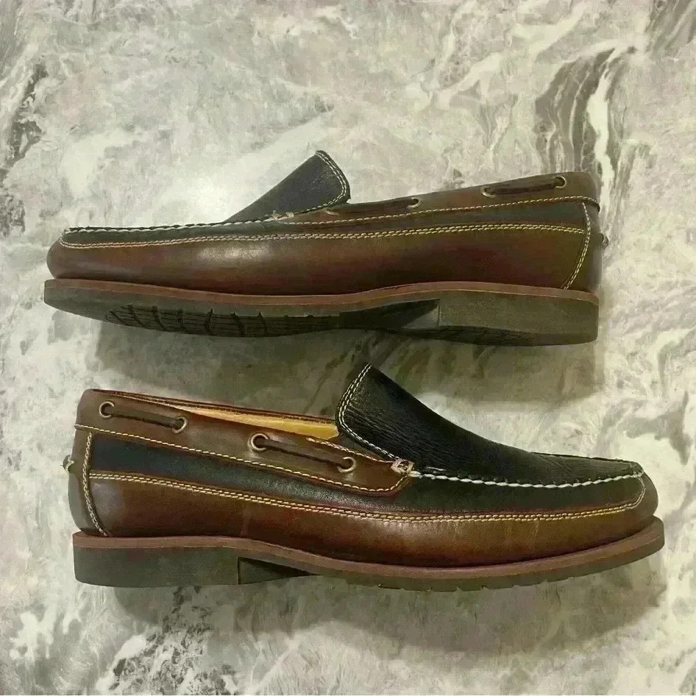 Neil M. Loafers Mens Size 9.5 Casual Comfort Shoes Mocs Brown Leather Vacation - Picture 3 of 10